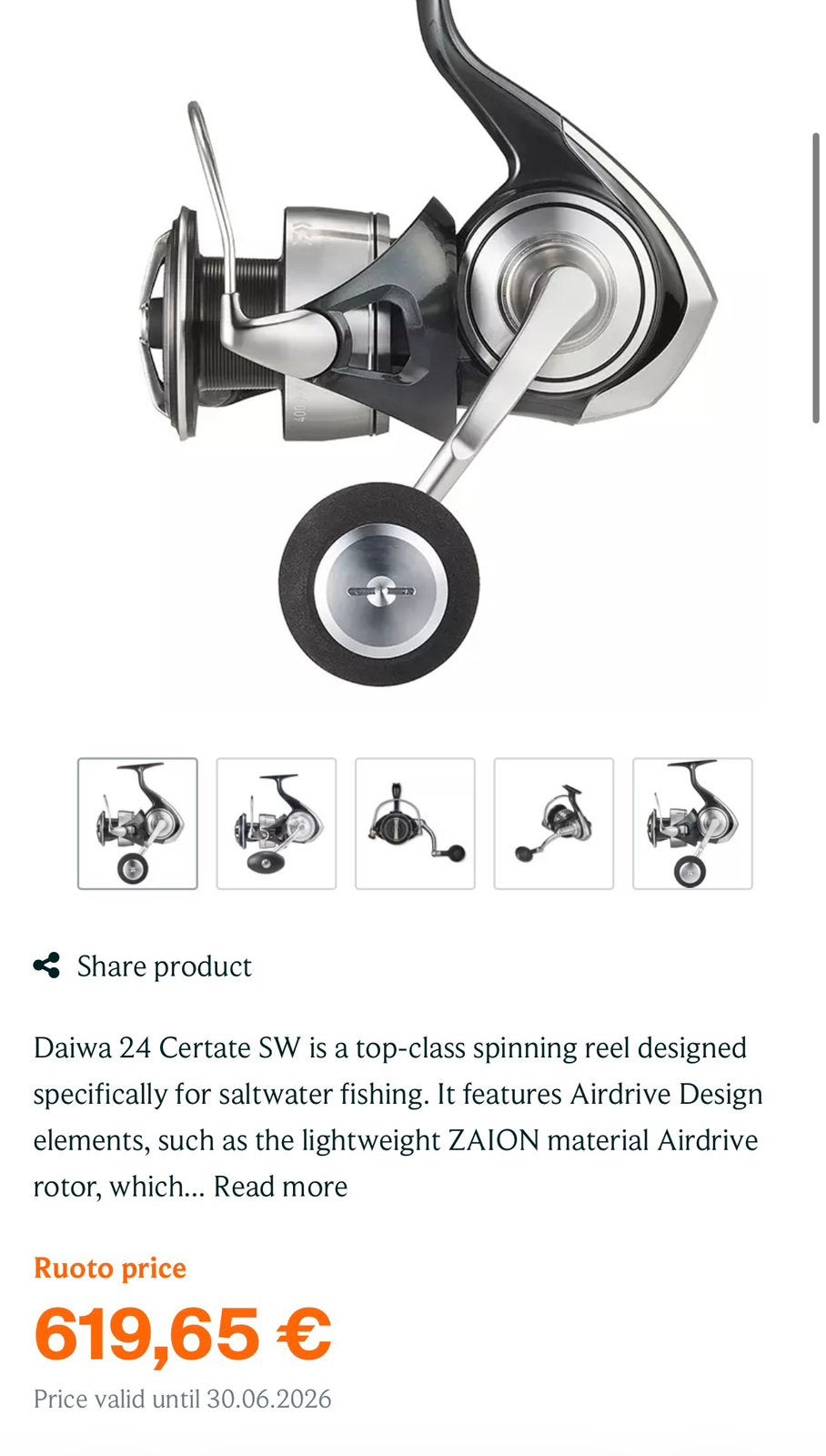 Daiwa Certate SW 8000 h  Nieuw!, Enlèvement ou Envoi, Neuf