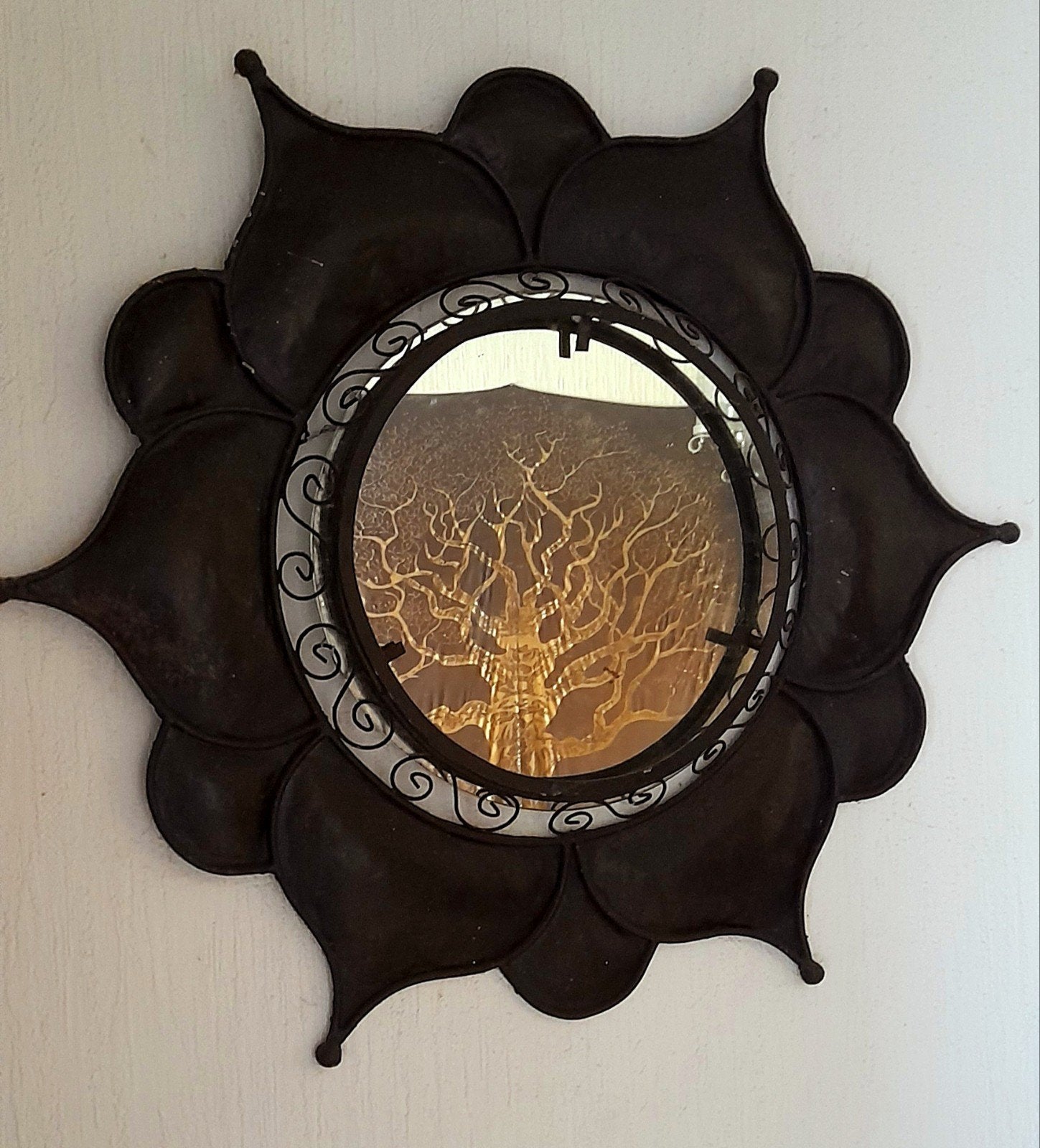 Miroir avec support en fer forgé, Antiquités & Art, Enlèvement