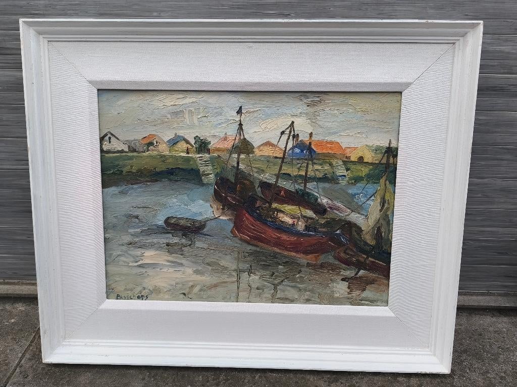 Huile sur toile marine signe bisschops, Antiquités & Art, Enlèvement ou Envoi