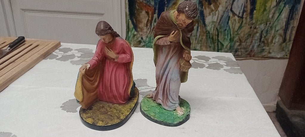 Anciennes statuettes, art sacré, crèche signé Rino Cadelli, Enlèvement ou Envoi, Autres types
