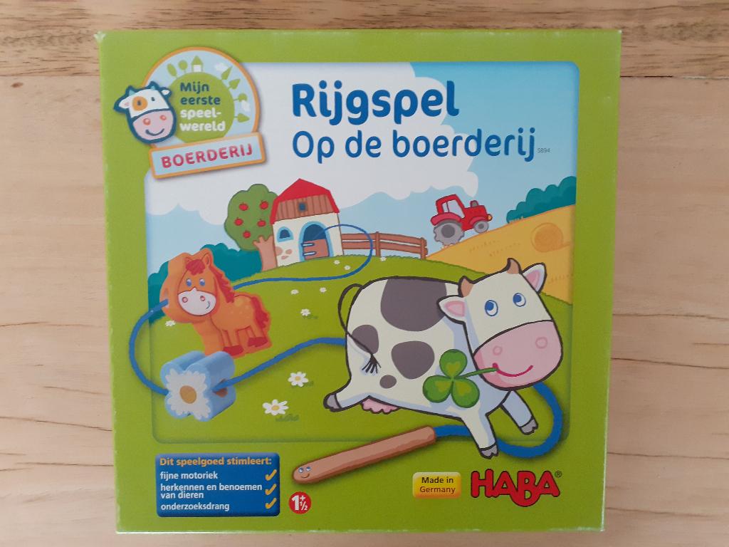 Haba rijgspel op de boerderij, Kinderen en Baby's, Speelgoed | Houten speelgoed, Gebruikt, Overige typen, Ophalen