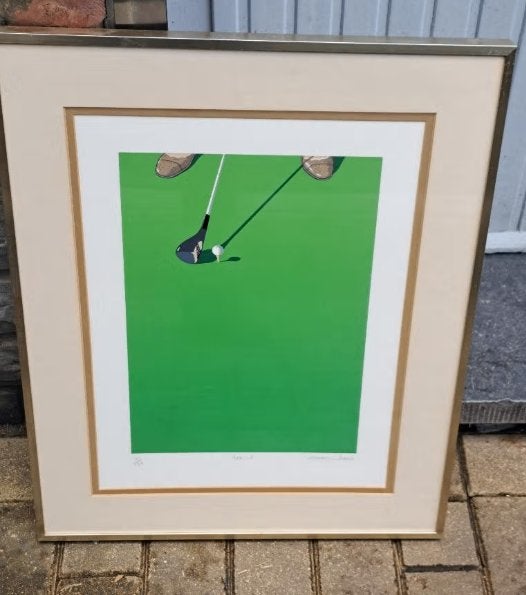 lithographie theme du golf signe, Antiquités & Art, Enlèvement ou Envoi, Lithographie