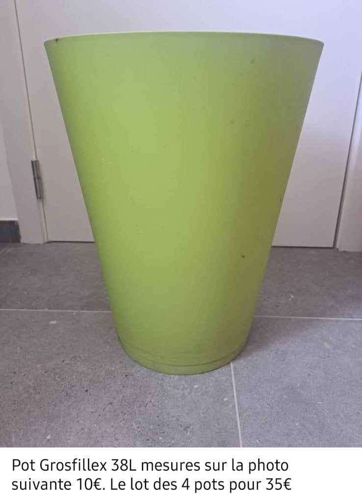 Pots Grosfillex 2 tailles differentes - Vert Cactus -35€/lot, Ophalen, Gebruikt, Rond, Balkon