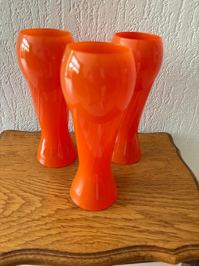 Set van 3 Empoli Italië Oranje Art-Deco Vaasjes., Ophalen of Verzenden