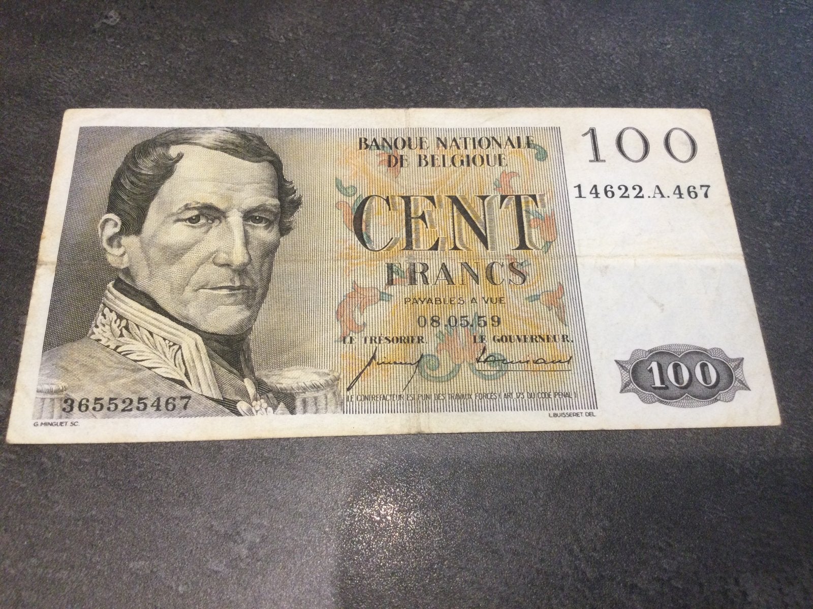 België 100 Frank 1959, Postzegels en Munten, Bankbiljetten | België, Ophalen of Verzenden