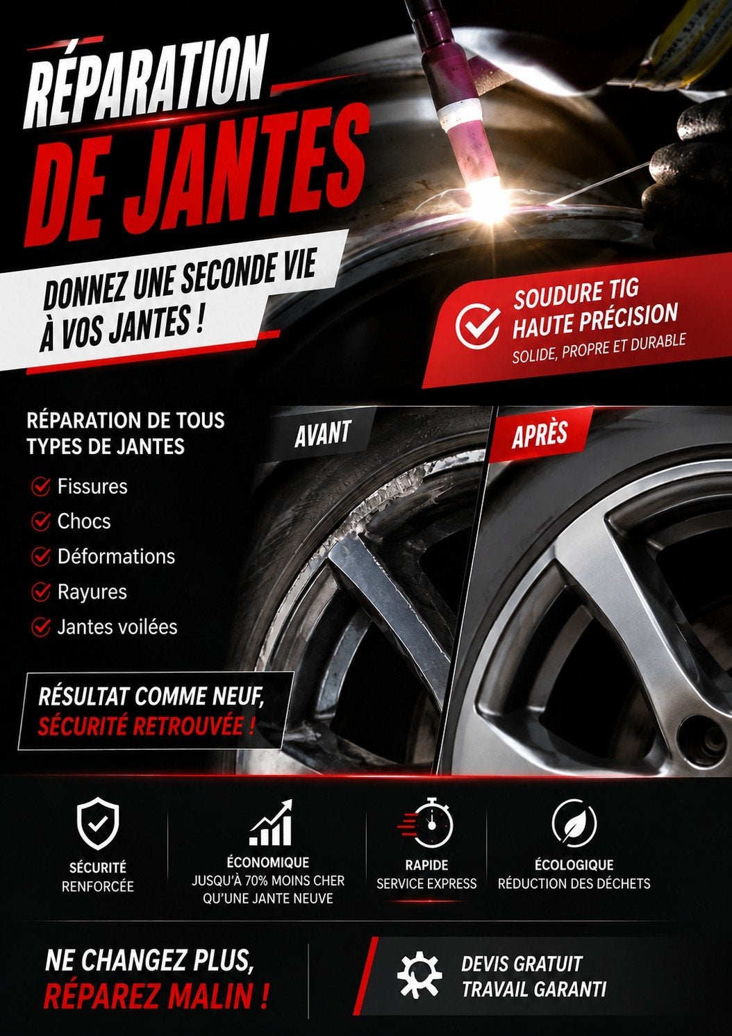 Réparation jante fissuré griffer voiler liege, Enlèvement ou Envoi