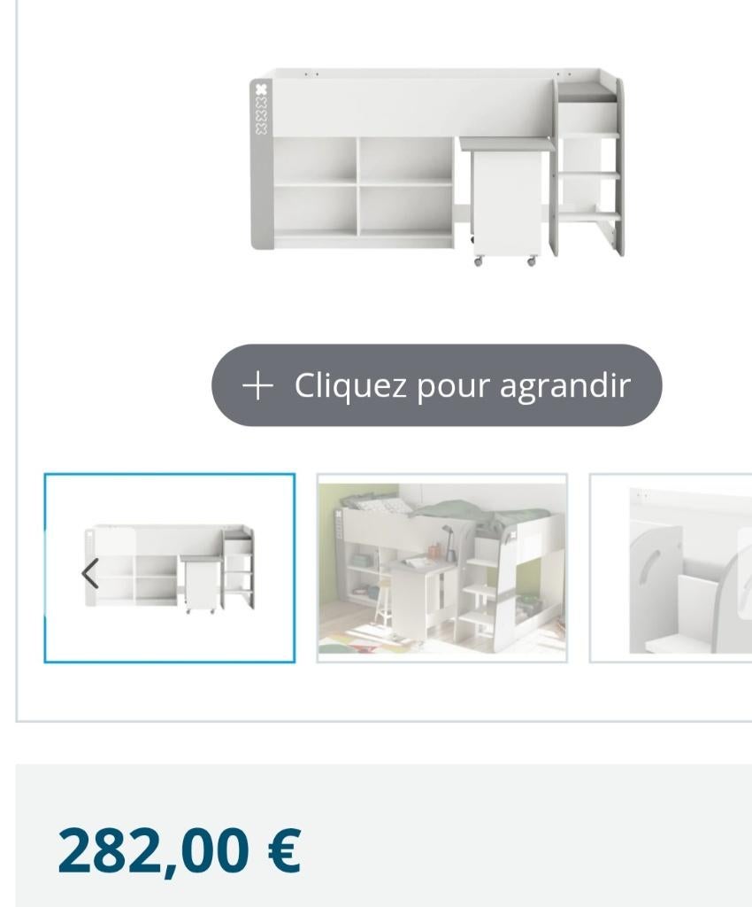 Lit une personne, 90 cm, Lit mi-hauteur mezzanine, Enlèvement, Moins de 160 cm