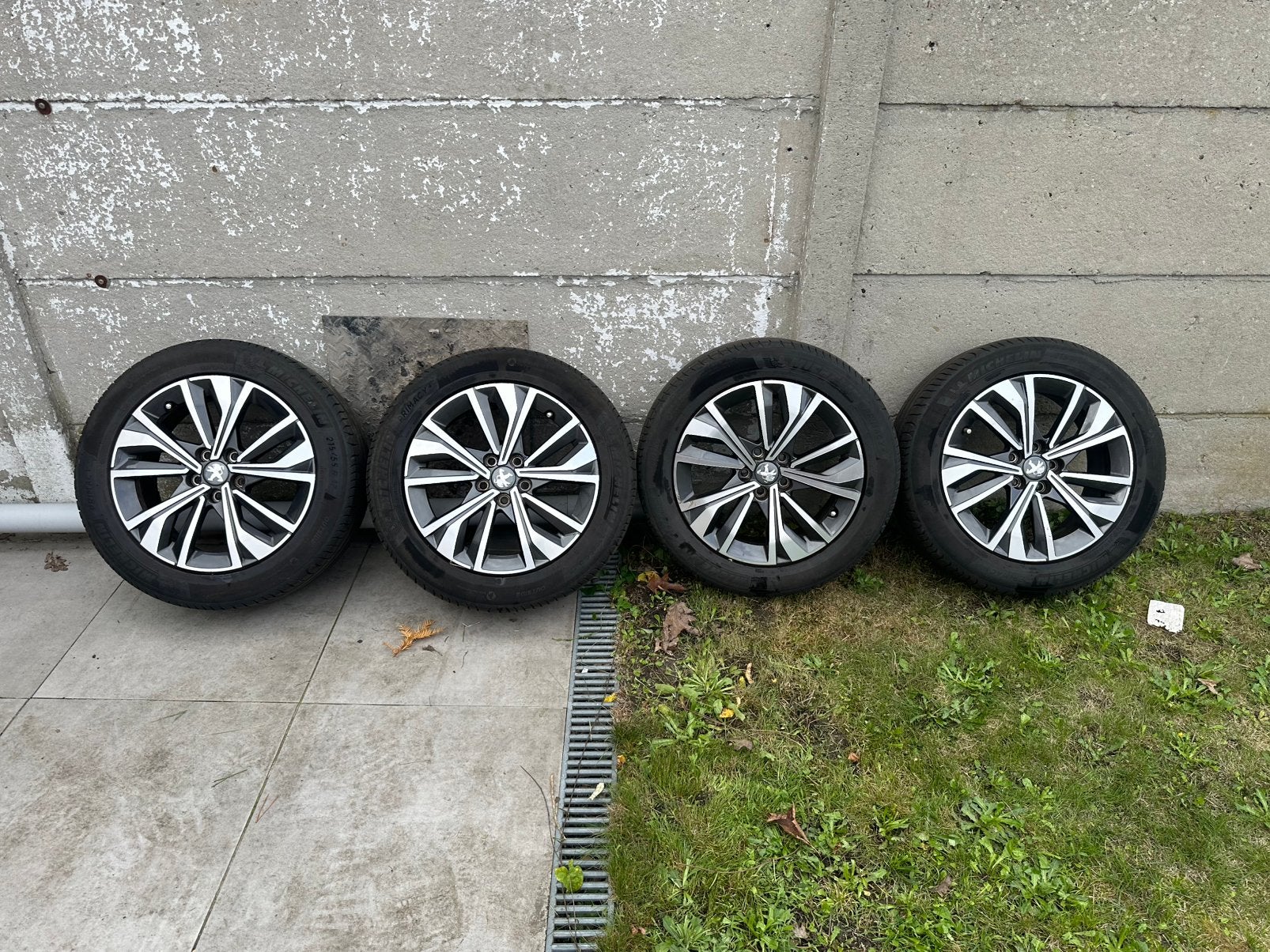 Originele Peugeot 17 inch velgen + Michelin 215/55 R17, Ophalen, Velg(en), 17 inch, Zomerbanden
