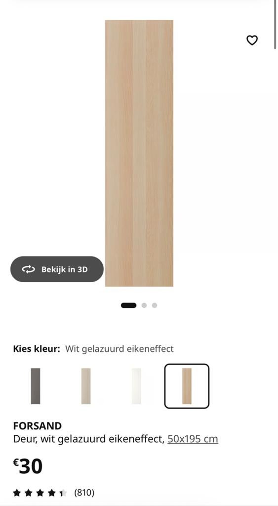 Pax deur voor kleerkast, nog in verpakking, 3* 20€, Huis en Inrichting, Ophalen, Nieuw, 150 tot 200 cm, Rechthoekig