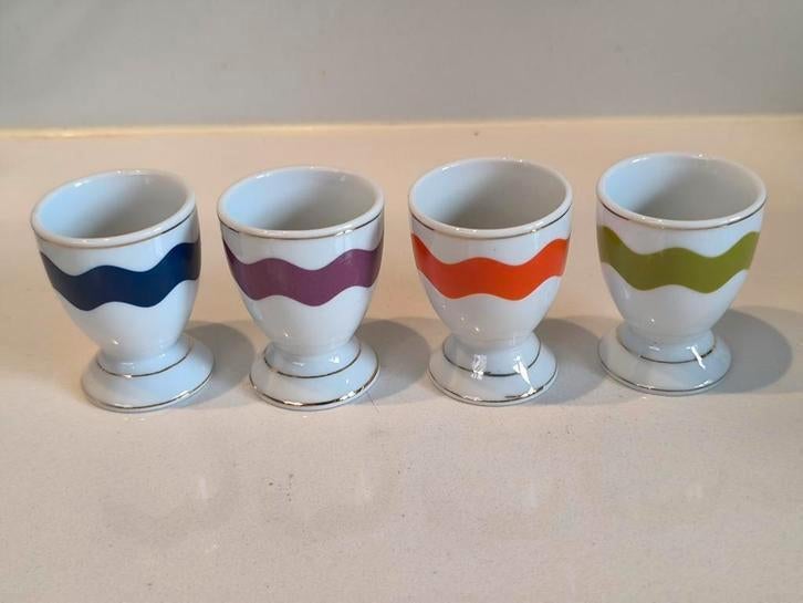 4 retro eierdopjes, Ophalen of Verzenden