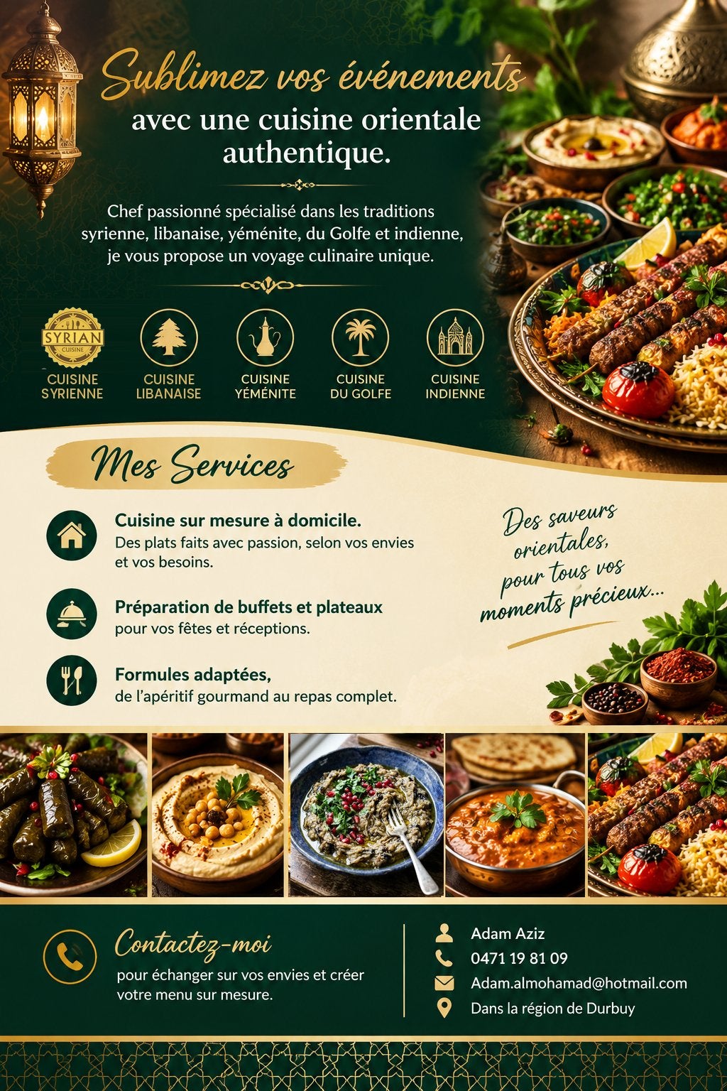 Cuisine orientale à domicile & traiteur, Offres d'emploi, À partir de 10 ans