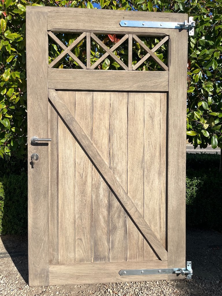 Tuinpoort in hardhout, Portail battant, Comme neuf, 100 à 150 cm, Bois