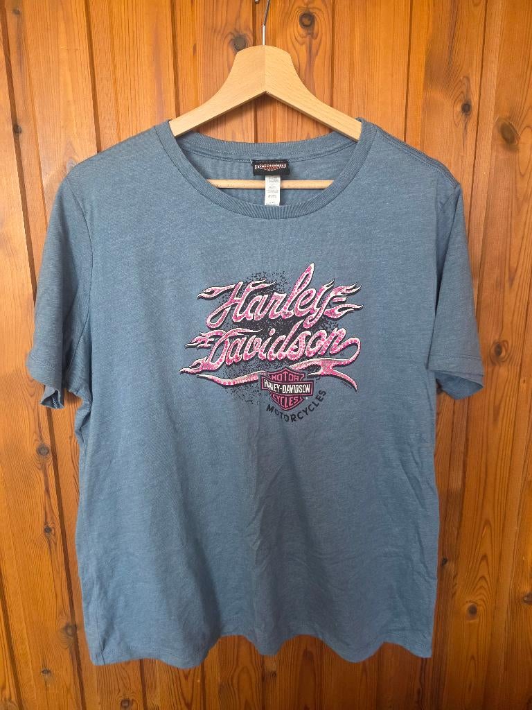 T-shirt harley davidson, Ophalen, Blauw, Maat 42/44 (L), Zo goed als nieuw