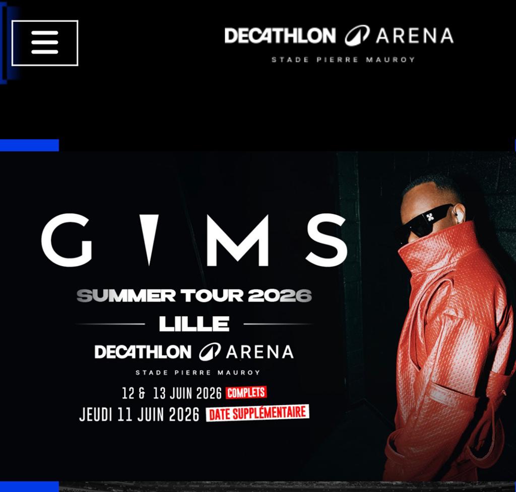 Concert de Gims: 2 places en carré or , 13 juin à Lille, Tickets en Kaartjes, Concerten | Pop, Twee personen, Juni