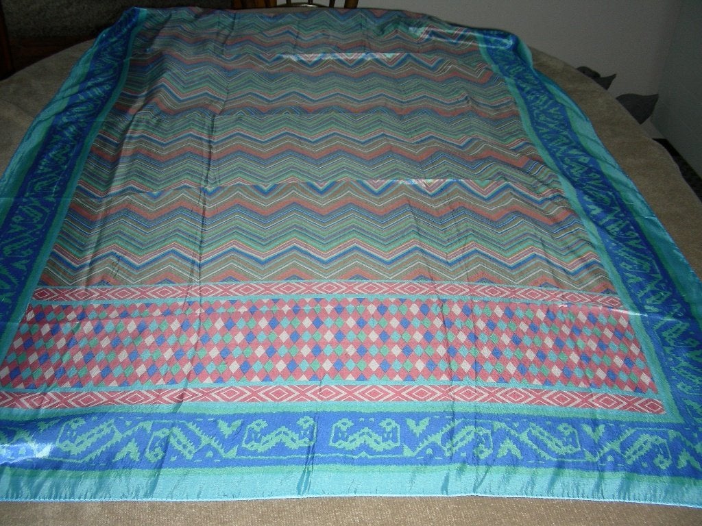 Blauw/roze fijne sjaal 20% silk, 80% viscose, 190x90 cm, Ophalen of Verzenden, Zo goed als nieuw, Sjaal