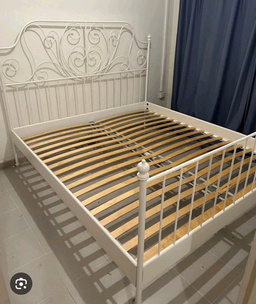 Bed Ikea Leirvik twijfelaar 1/2-persoons, Ophalen, Gebruikt, Wit, Klassiek, landelijk