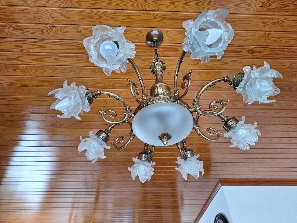 Klassieke kroonluchters Franse Art Nouveau-stijl, Enlèvement, Comme neuf, Verre, Franse Art Nouveau