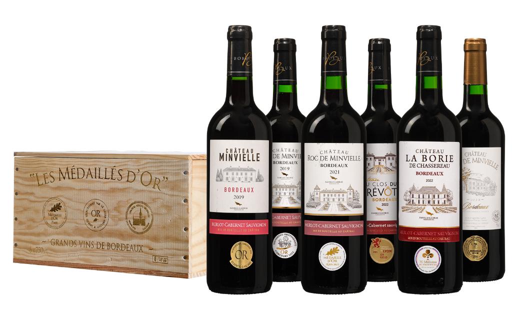 Wijnkist Les Medailles d’Or Bordeaux, Verzamelen, Wijnen, Nieuw, Rode wijn, Frankrijk, Ophalen