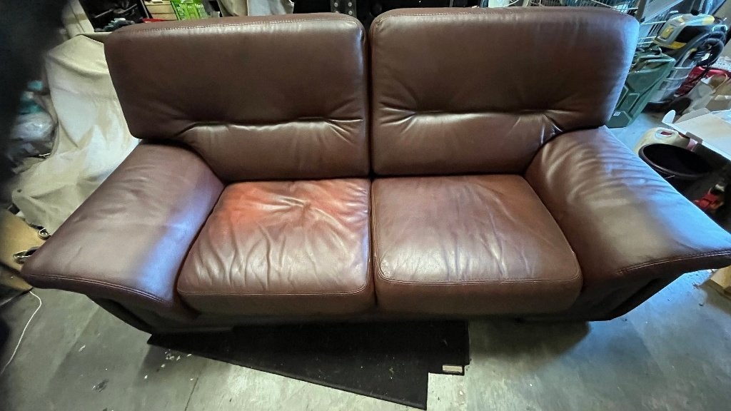 zetel 2-zit in leder, 75 à 100 cm, Vintage, Enlèvement, Utilisé