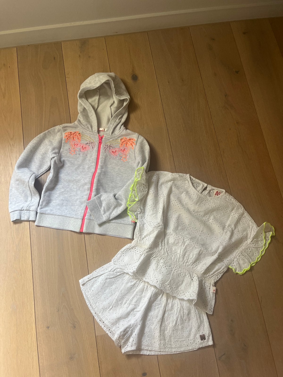 Set: short en shirt broderie anglaise White 8 jaar, Ophalen of Verzenden, Zo goed als nieuw, Maat 134