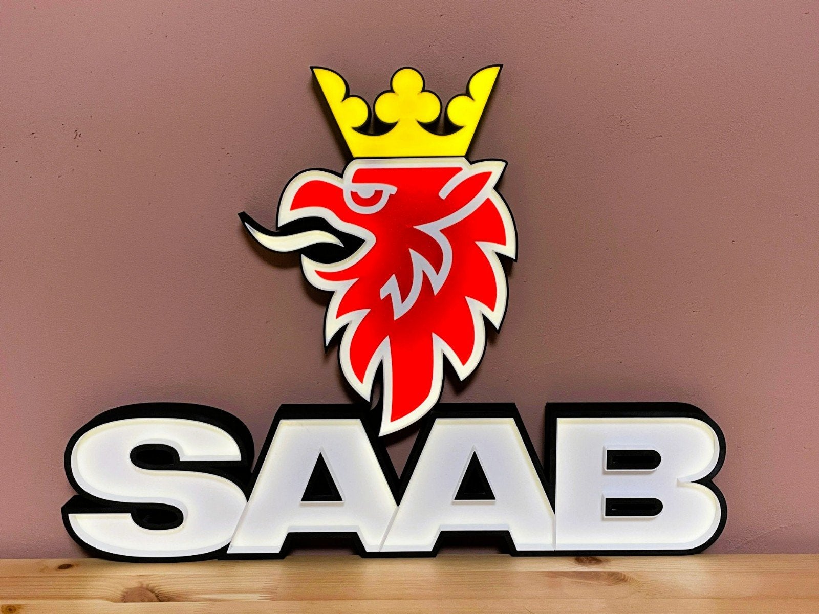 Cette magnifique boîte à lumière Saab est un véritable incon, Enlèvement ou Envoi, Neuf, Table lumineuse ou lampe (néon)