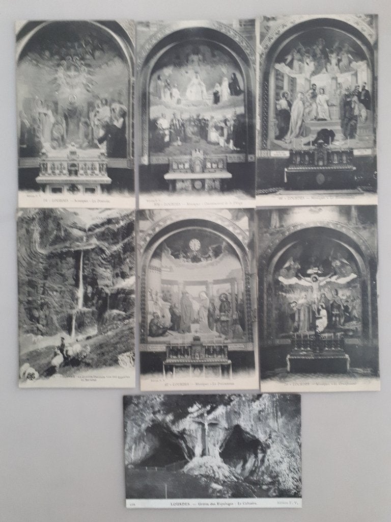 7 OUDE POSTKAARTEN LOURDES MOSAIEKEN/ESPELUGES/ Etc. Ref.R13, Verzamelen, Postkaarten | Buitenland, Ophalen of Verzenden, 1920 tot 1940