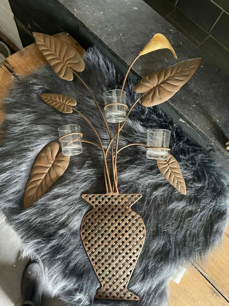 Wanddecoratie kaarsjes, Ophalen, Zo goed als nieuw, Kandelaar, Bruin