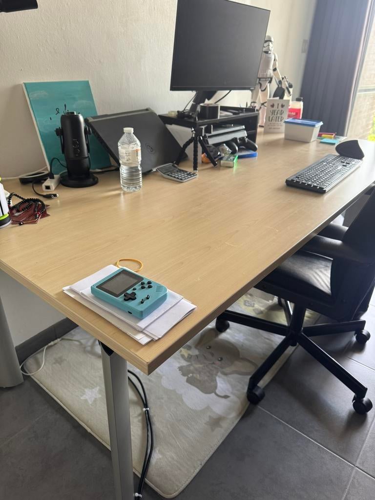 Grote bureau + bureaustoel, Huis en Inrichting, Ophalen, Gebruikt, Hout, Overige typen