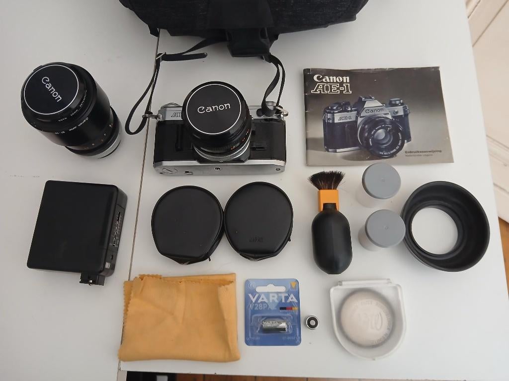 Canon AE-1 set, Audio, Tv en Foto, Fotocamera's Analoog, Ophalen, Gebruikt, Spiegelreflex, Canon