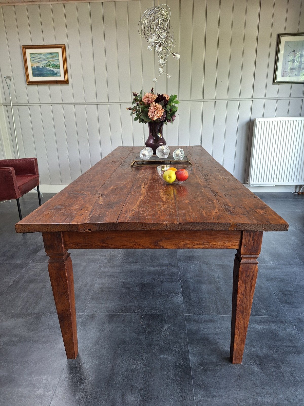 Robuuste hardhouten eettafel, Ophalen, 200 cm of meer, 50 tot 100 cm, Vijf personen of meer