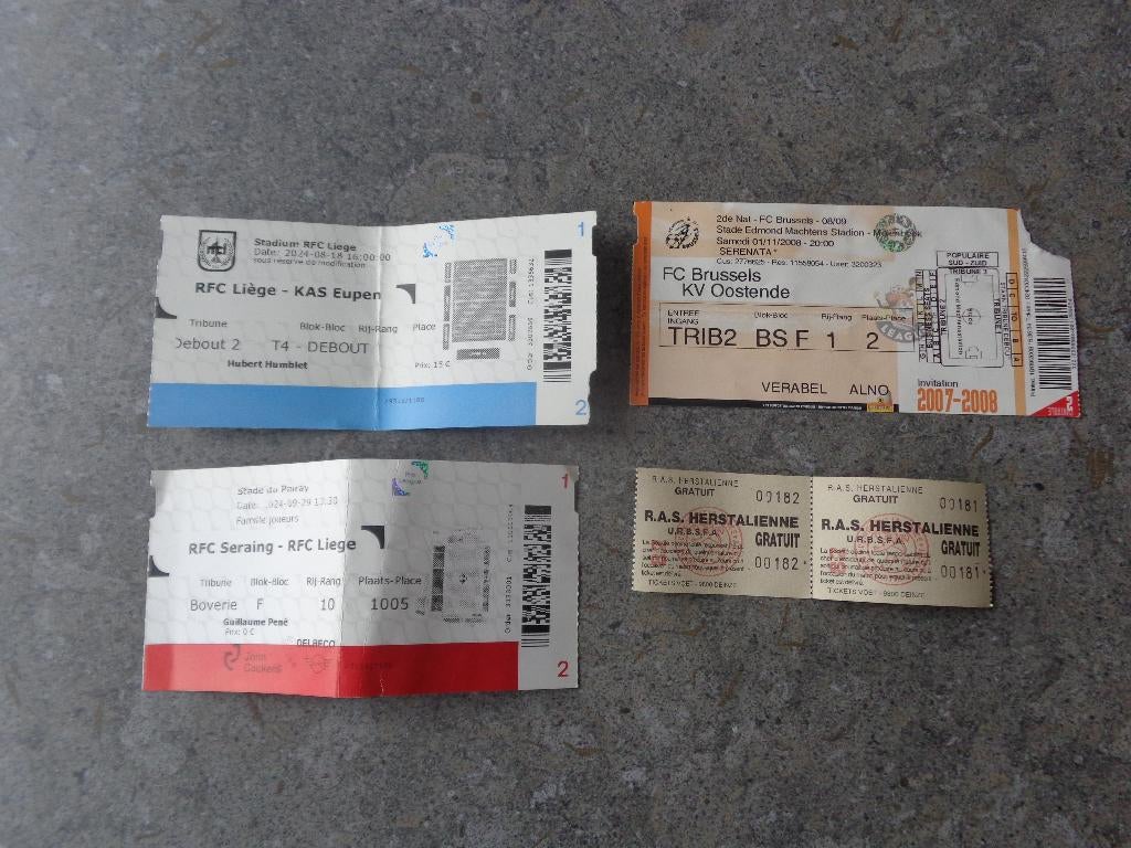 5 tickets de football (voir photo), Collections, Enlèvement