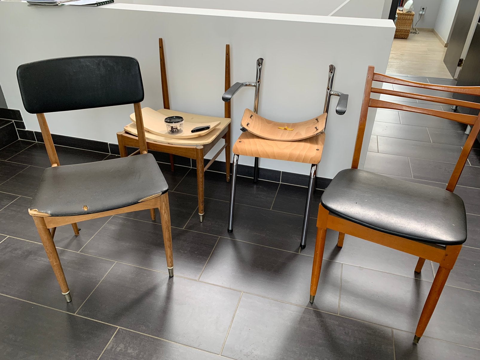 Set de chaises à restaurer, Scandinave, vintage, Enlèvement, Utilisé, Bois