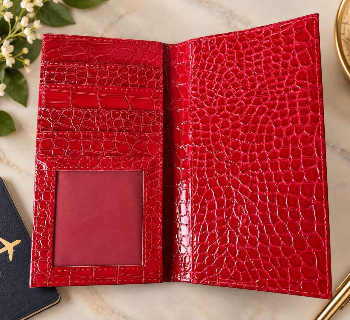 Portefeuille / porte-documents de voyage - Rouge., Bijoux, Sacs & Beauté, Enlèvement ou Envoi, Comme neuf, Rouge, Cuir