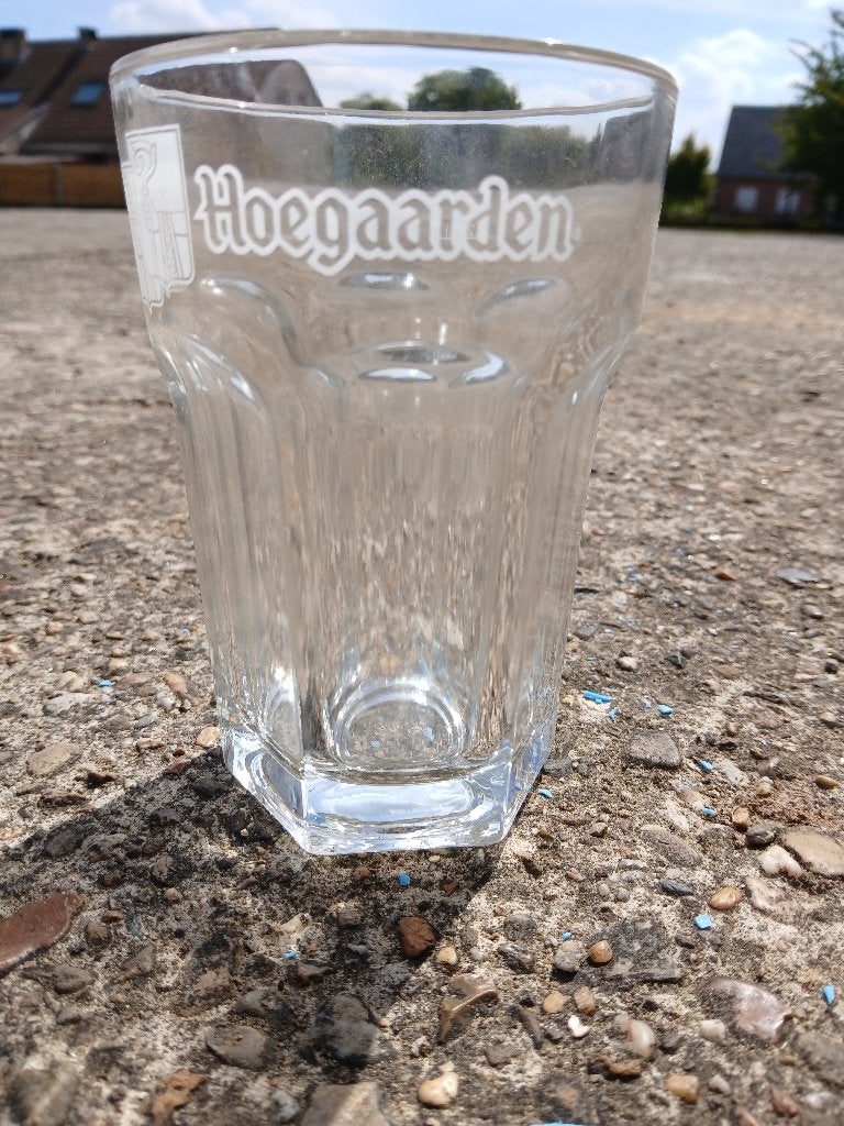 18 Hoegaarden glazen, Ophalen of Verzenden, Zo goed als nieuw, Bierglas