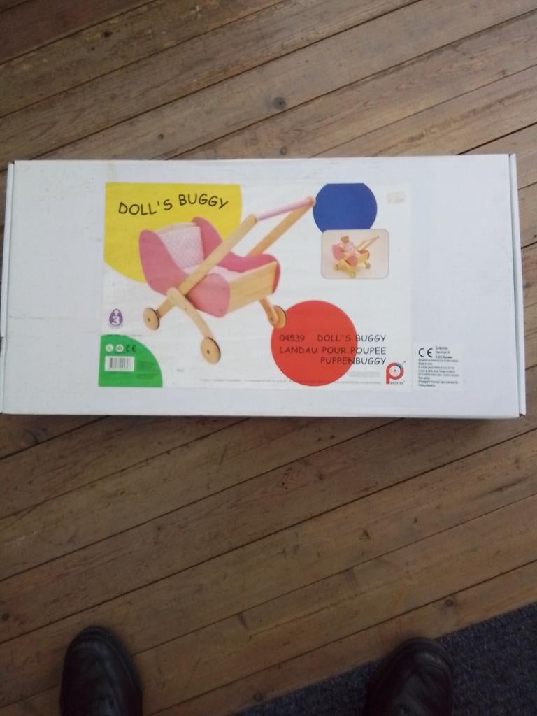 Houten poppenwagen nog in de doos NIEUW, Ophalen