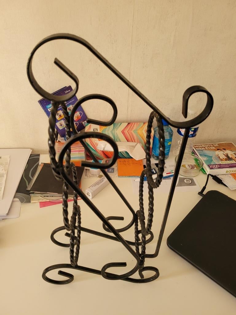 Porte boutielle en fer forger noir, Enlèvement ou Envoi, Comme neuf