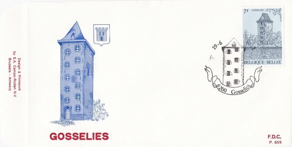 Tour de Gosselies FDC, Met envelop, Ophalen of Verzenden, Gestempeld, 1e dag stempel