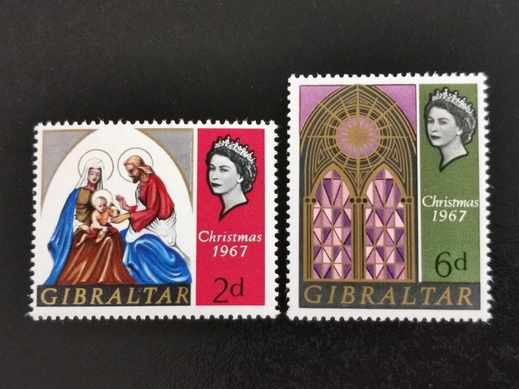 Gibraltar 1967 - Kerstmis - glasraam **, Ophalen of Verzenden, Overige landen, Postfris