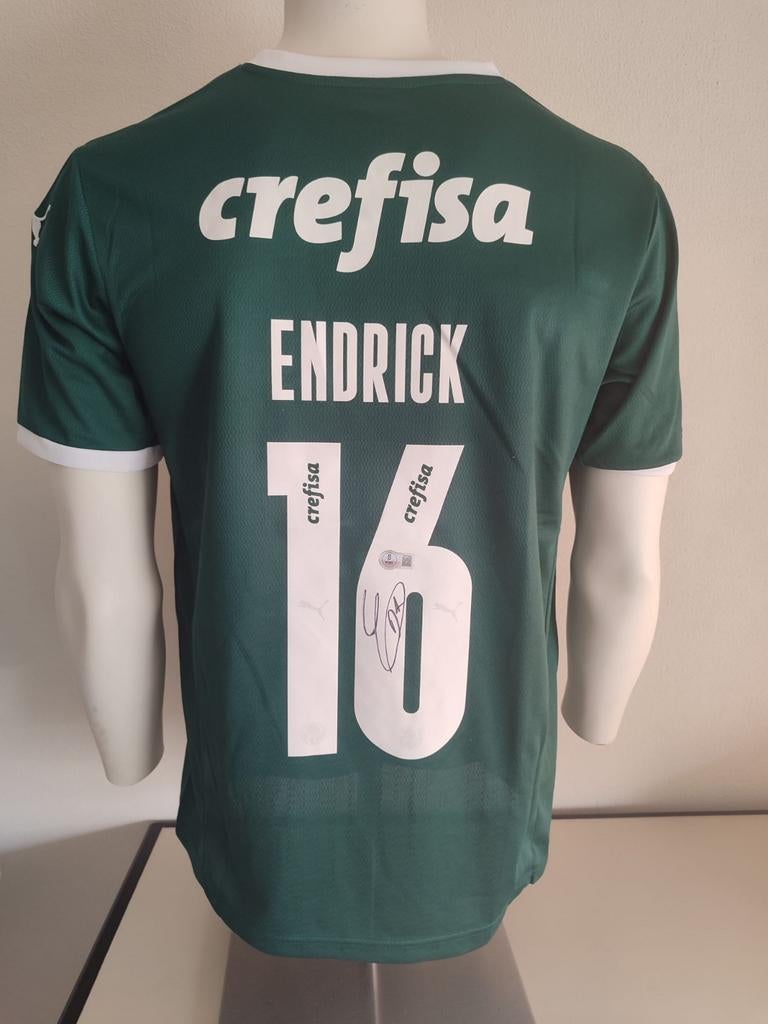 Chemise Palmeiras signée Endrick avec manteau Beckett, Collections, Enlèvement ou Envoi, Neuf, Maillot