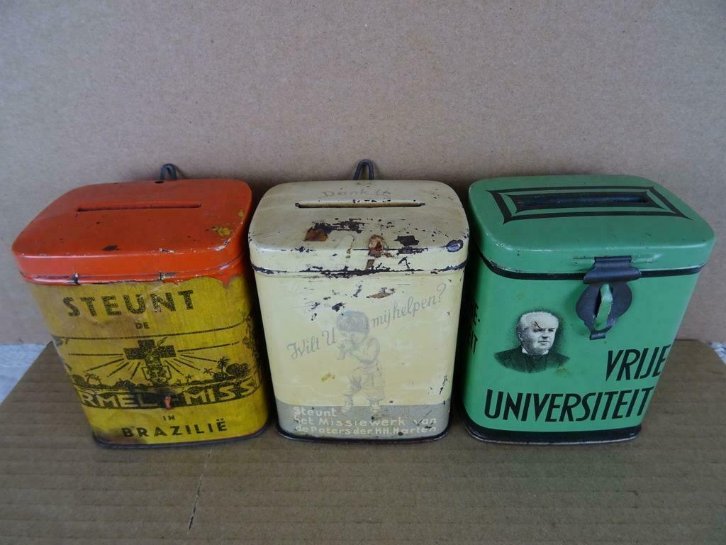 Curiosités tirelire boîte de mission antique 19 euros chacun, Enlèvement ou Envoi, Autres thèmes, Utilisé, Onbekend