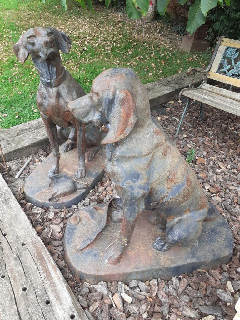 Deux superbes chiens de chasse en fonte, Jardin & Terrasse, Enlèvement, Utilisé, Autres matériaux, Animal