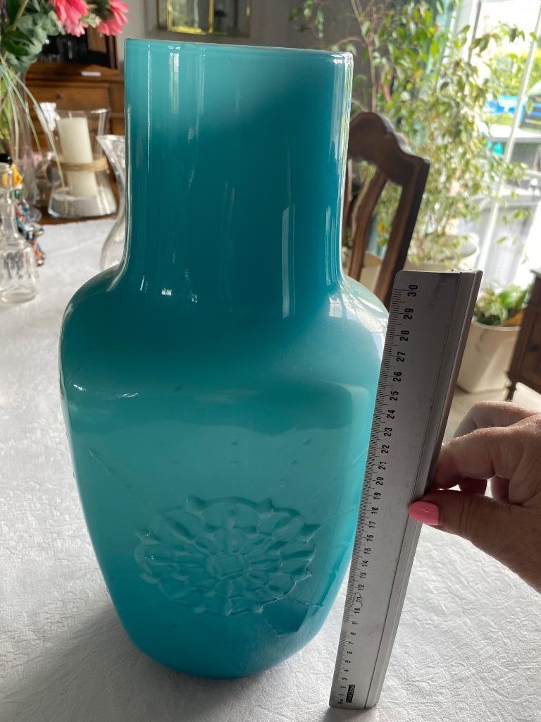 Très grand vase  Empoli en opaline turquoise, Enlèvement