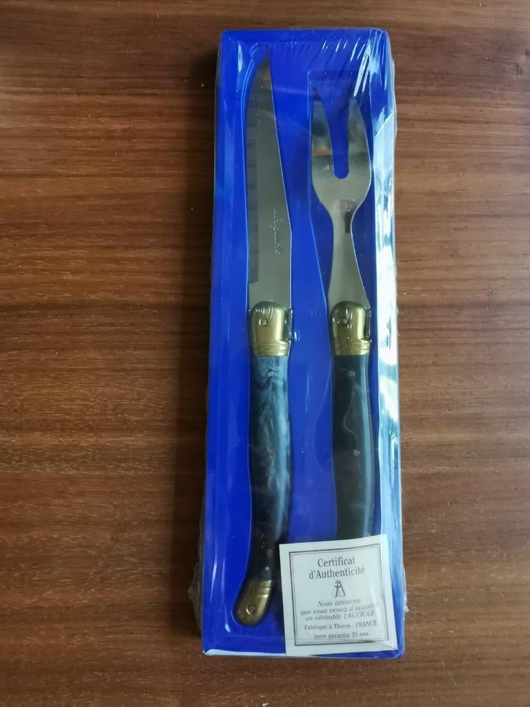 Laguiole service à découper, mes en vleesvork, Ophalen of Verzenden, Nieuw, Inox of Chroom, Bestekset