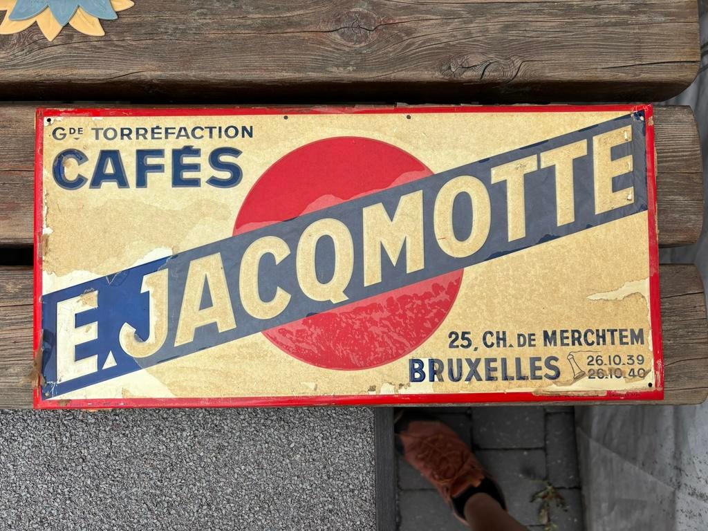 Reclamebord E. Jacqmotte koffie/cafe 40 op 20 1937, Verzamelen, Ophalen, Zo goed als nieuw, Reclamebord