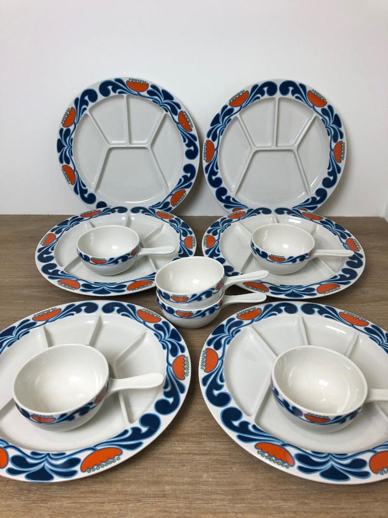 Villeroy & Boch 6x fondue borden 6x kommetjes septfontaines, Assiettes(s), Enlèvement ou Envoi, Comme neuf, Autres styles