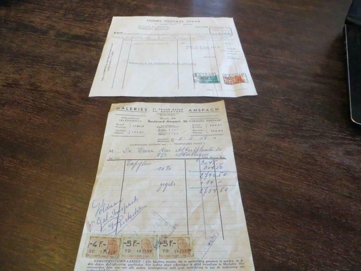 Oude facturen 1950 -54 ( Galeries Anspach en Usines G.STAAR), Verzamelen, Tijdschriften, Kranten en Knipsels, Knipsel(s), 1940 tot 1960