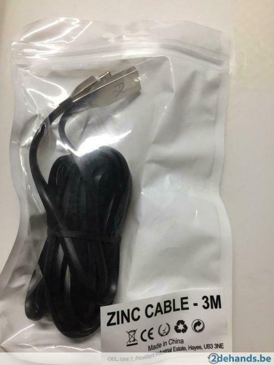 Zinc Cable 3 meter, Neuf