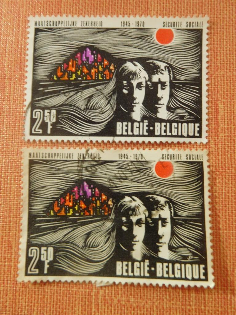 Belgische postzegels 1970 sociale zekerheid, Postzegels en Munten, Ophalen of Verzenden, Gestempeld