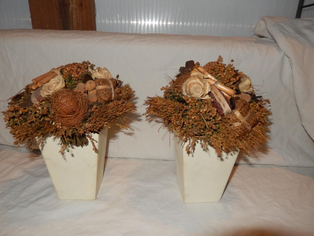 2 bloempotten met gedroogde bloemen, Huis en Inrichting, Ophalen of Verzenden, Gebruikt