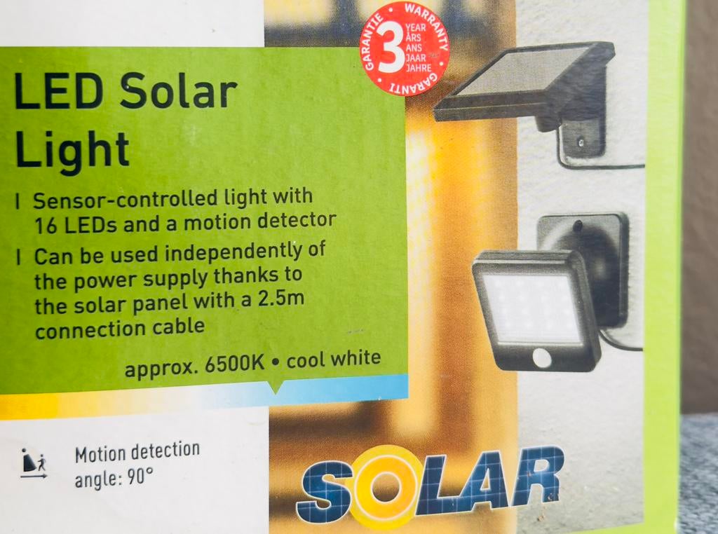 2X Projecteur d'extérieur LED détecteur avec panneau solaire, Maison & Meubles, Enlèvement ou Envoi, Comme neuf
